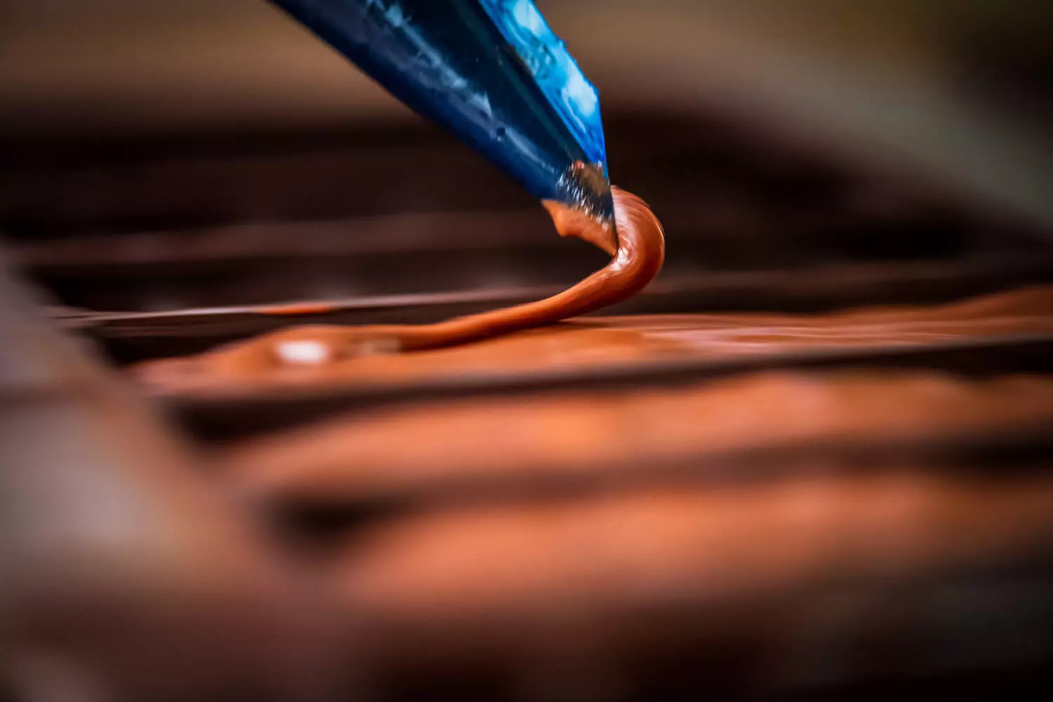 Ganache filling of our handmade chocolate bars
