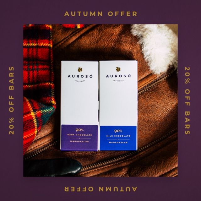 Celebrate our favourite season with 20% off Ganache Bars and Solid Bars. Hop to it though, only live until midnight 16th October.🍫🍫🍫

#autumnchocolate #artisanchocolate #chocolateoffers #EthicalChocolate #darkchocolate #raisetradechocolate