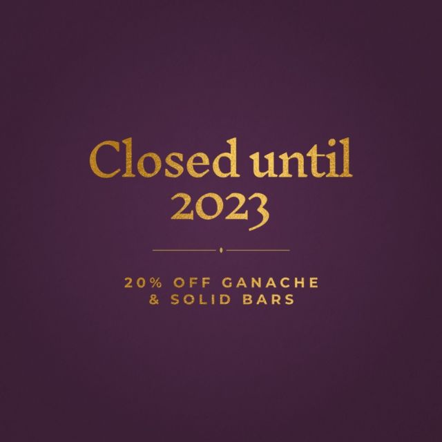 Exciting news - Aurosó is moving! We will be closed from 21st October until  2023. Over the break we'll be busy developing lovely new products for you. Don't miss us too much!

In the meantime celebrate our favourite season with 20% off Ganache Bars and Solid Bars. Hop to it though, ends midnight 16th October.